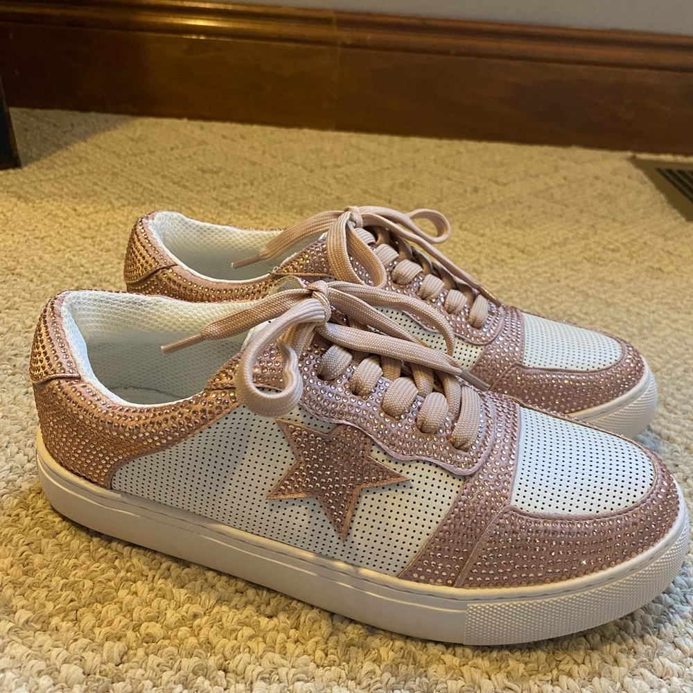 Corkys White and Pink Star Sneakers